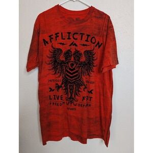 Affliction Mens‎ 2XL Freedom Defender Orange Patriotic T Shirt Live Fast Grunge